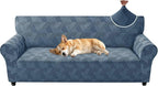 ZNSAYOTX Stretch Couch Covers for 3 Cushion Couch, 1-Piece Sofa Cover Slipcover Pet Friendly, Furniture Protector with Elastic Bottom for Dogs Geometrical Jacquard Fabric (Large, Dark Grey)