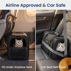 Expandable Airline Approved Cat Carrier with Large Comfort Space Soft Sided Pet Travel Bag Breathable Mesh Safe Structure Foldable Portable Carrier for Small Dogs Cats Vet Trips Flights