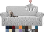 YEMYHOM Couch Cover Latest Jacquard Design High Stretch Extra Large Sofa Covers Pet Dog Cat Proof Oversized Slipcover Non Slip Magic Elastic Furniture Protector (X Large, Black and White Checkered)