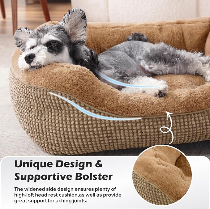 INVENHO Large Dog Beds Large Sized Dog, Washable Orthopedic Warming Soft Sleeping Durable with Anti-Slip Bottom