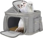 Expandable Pet Dog Cat Carrier, Top Opening Pet Bag for Small Medium Dogs Cats, Collapsible Ventilated Car Travel Comfort Soft-Sided Puppy Carriers Up to 15lbs (Light Grey, 16.2"x11.4"x13"(LxWxH))