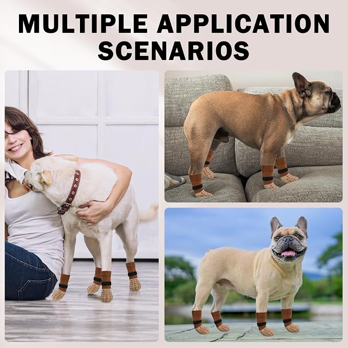 SCENEREAL Dog Socks to Prevent Licking Paws for Hot/Cold Pavement Anti Slip, Dog Shoes for Hardwood Floors, Dog Boots & Paw Protectors with Grippers for Small Medium Large Senior Dogs