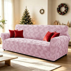 ZNSAYOTX Stretch Couch Covers for 3 Cushion Couch, 1-Piece Sofa Cover Slipcover Pet Friendly, Furniture Protector with Elastic Bottom for Dogs Geometrical Jacquard Fabric (Large, Dusty Pink)