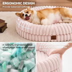 ChiXnuggle Orthopedic Dog Bed, Washable Cover, Faux Fur Bolster Pet Couch | waterproof,egg crate foam,non-slip bottom,for large dogs,pink,35*28*7,dog sofa