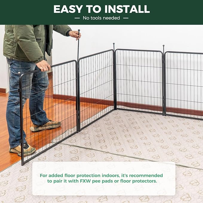 FXW Rollick Dog Playpen, Indoor, Yard & RV Camping, 32" H, 24 Panels | Easy setup, Heavy-duty, DIY layouts, for Small & Medium Dogs, Patented