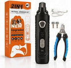 Pet Nail Grinder for Dogs and Cats, 2-Speed Electric Dog Nail Trimmer, Extral Steel Pet Nail Clipper, Rechargeable 2000mAh Nail Grinder for Small Medium Large Dogs with 2 LED Lights, Black