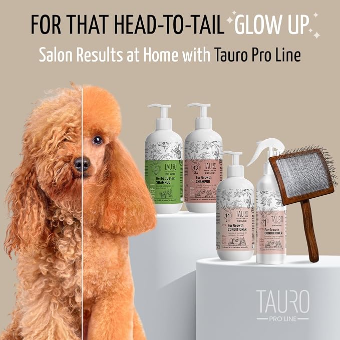 Tauro Pro Line Deshedding Slicker Wooden Brush for Dogs & Cats, Large (L) | Dematting & Detangling, for Medium to Long Coats, Flexible Cushion, Ideal for Retrievers & Maine Coons