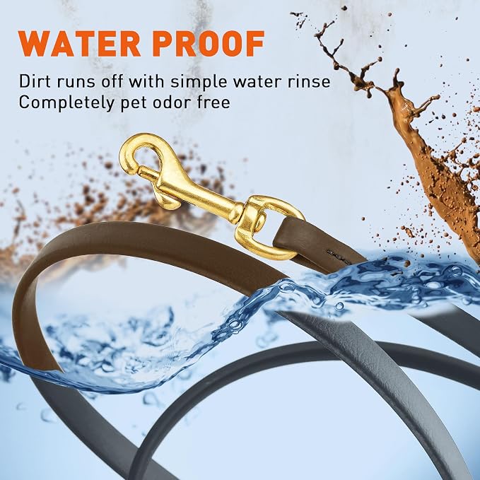 Viper Biothane K9 Working Dog Leash Waterproof Lead for Tracking Training Schutzhund Odor-Proof Long Line with Solid Brass Snap for Puppy Medium and Large Dogs, 15ft Dark Chocolate Brown