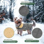 Dog Winter Coat for Small Dogs, Puppy Plaid Jacket, Pet Coat for Cold Weather, Windproof Warm Dog Jackets, Pet Thickened Outfits Indoor Outdoor, Grey S