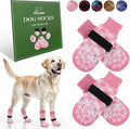 EXPAWLORER Dog Socks to Prevent Licking Paws, Dog Shoes for Hot Pavement, Anti Slip Dog Booties for Hardwood Floors, Dog Boots & Paw Protectors for Small Medium Large Senior Dogs, Pink XS