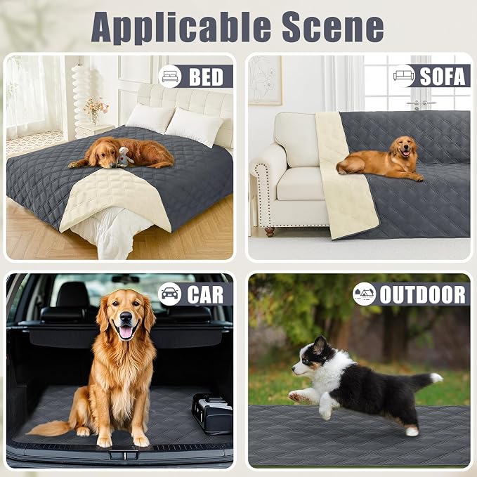 Smiry Waterproof Dog Bed Cover, Reversible Pet Blanket for Sofa Couch | Soft Washable Dog Blanket, Leakproof Couch Cover for Dogs Cats & Furniture Protection, 40x70, Dark Grey/Beige