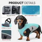 Dog Cooler Vest for Extra Large Dogs, Dog Mesh Cooling Jacket with Reflective Stripe and D Ring, Pet Cooling Vest for Beach, Hiking, Walking, Blue-2XL