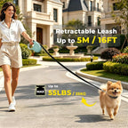 Retractable Dog Leash 16 ft Extendable Leash for Small and Medium Dogs Tangle-Free Nylon Tape One-Hand Brake Lock Walking Lead Up to 55 lbs