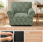 ZNSAYOTX Stretch Armchair Covers for, 1-Piece Chair Slipcovers for Living Room, Furniture Protector with Elastic Bottom for Dogs Cats Kids Geometrical Jacquard Fabric (Small, Army Green)