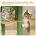 PAWZ Road 26”Cat Tower Cactus Cat Tree for Small Space | Cat Scratching Post with Large Perch 19x13" for 2 Small Cats,Cozy Cat Condo & Spring Ball Compact for Narrow Space & Corner