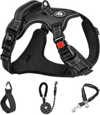 NESTROAD No Pull Dog Harness,Adjustable Oxford Dog Vest Harness with Leash,Reflective No-Choke Pet Harness with Easy Control Soft Handle for Large Dogs(Large,Black)