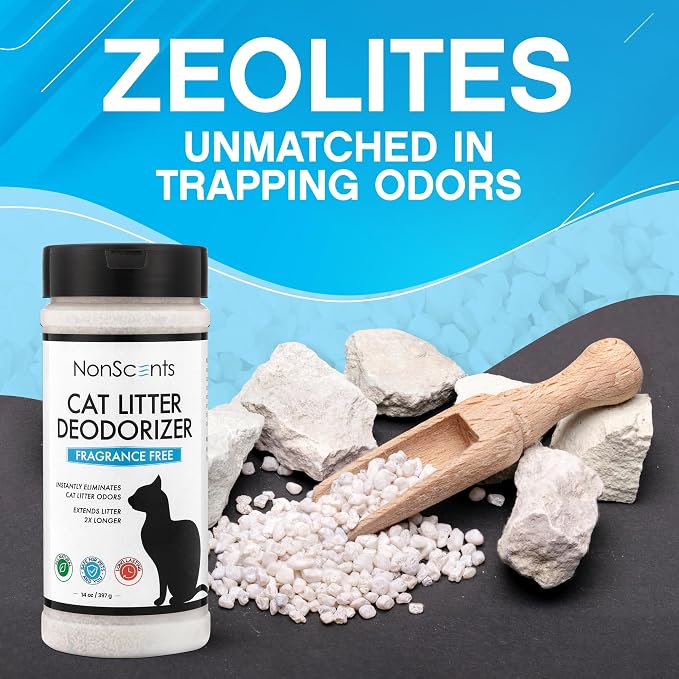 Nonscents Cat Box Deodorizer - Odor Eliminator - 2 Pack | Extends Litter Lifespan, Reduces scooping, Fragrance-free, Unscented, Odor Neutralization, Long-lasting, Non-toxic