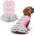 Parisian Pet Pink Dog Dress - Elegant Clothes for Large Dogs Girl - Stylish Dog Wedding Outfit - Lightweight and Breathable Puppy Clothes - Formal Pet Apparel - Winter Bow Sweater Dresses for Dogs