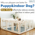 Acrylic Dog Playpen Indoor, Modular 2 Room & Toilet Area, Height 30 Inch, 12 Panels, Ideal for Small & Toy Dogs, White