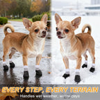 BEAUTYZOO Dog Winter Boots, Waterproof Dogs Snow Shoes with Anti-Slip Sole & Warm Fleece Lining-Indoor Outdoor Paw Protectors for Small Dogs, Puppy Booties to Prevent Licking on Hardwood Floors,Size 4