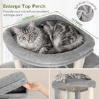 Globlazer S74G 74in Tall Cat Tree for Indoor Cats Large Adult, Beige | Sturdy Heavy Duty Cat Tree Tower for Multiple Cats with 7 Scratching Posts, 2 Spacious Condos, 2 Hanging Baskets