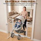 Mumeasy 29.7-43" Adjustable Baby Gate, Auto Close Dog Gate for Doorways | No drill installation, one hand operation, adjustable width, secure locking system, for dogs pets babies toddlers