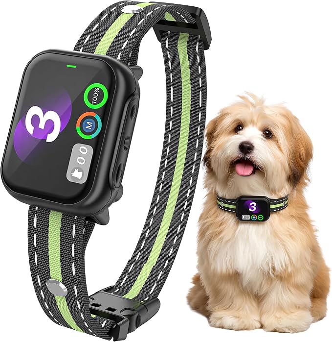 RPZ Automatic Dog Bark Collar for Small Medium Large Dogs 8-150 Lbs, Green | Rechargeable anti barking collar with bark count tracking, 4 training modes, 3 sensitivity levels and IP67 waterproof