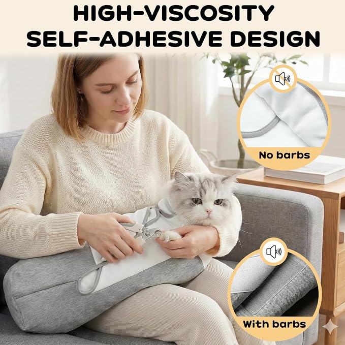 Cat Grooming Wrap, Self Adhesive Cats Anti-Escape Wrap, (12-28lbs) | Anti-Scratch Burrito Restraint Blanket, for Cutting Nails, Calming Cat Swaddle Wrap for Medicine Ear Cleaning, Dental Care
