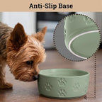 Ceramic Dog Bowl Set of 2 with Anti-Skid Base, 5.5"W x 2"H, 2 Cup Capacity | Thick Ceramic, Dishwasher Safe, Anti-Skid Rubber Base, 2 Cups per Bowl, Ceramic Food and Water Bowls Set of 2 for Small Dogs
