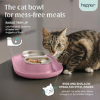 NomNom - Spill Proof Elevated Cat Bowls - Stainless Steel - Pink