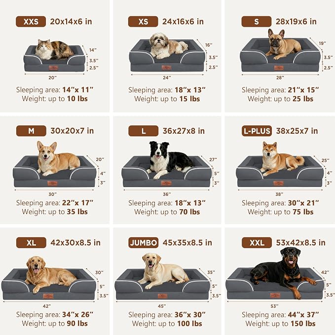 Comfort Expression Orthopedic Dog Beds for Large Sized Dog with Bolster | Waterproof Dog Couch Bed with Washable Cover & Non-Slip Bottom, Supportive Egg Crate Foam Large Pet Bed, 36x27 Inch