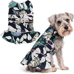 Parisian Pet Palm Dog Dress - 100% Cotton Summer Clothes for Large Dogs Girl - Tropical Leaf Pet Dress - Stylish Beach Dog Outfit - Lightweight Puppy Clothes - Green Dresses for Dogs