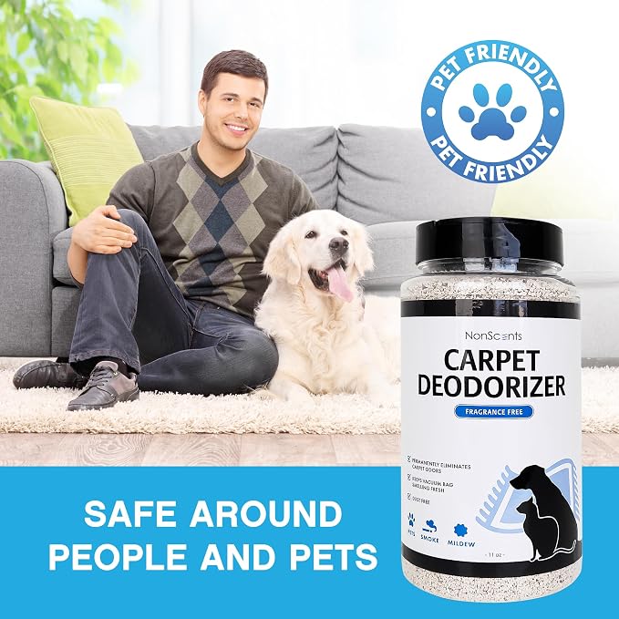 NonScents Carpet & Rug Odor Eliminator - Smell Neutalizer for Pets - 1 Pack | 14 ounce, Safe and Fragrance-free pet carpet deodorizer, For Cat & Dog, Removed Pet Urine odors, Fresh scent powder