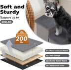 Zerbuger Dog Stairs with Storage, Grey Furry Lids 3 Steps Dog Ramp no Condo | 18" H Wider Dog Steps for High Beds Couch, Folding Storage Pet Stairs Gift for Climbing Small/Medium/Large Old Dogs Cats