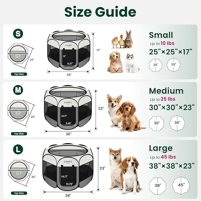Love's cabin Pet Puppy Dog Playpen, Large Dog Tent Crates Cage Indoor/Outdoor, Portable Playpen for Cat, Foldable Pop Up Dog Kennel Playpen with Carring Case, Removable Zipper Top, Grey