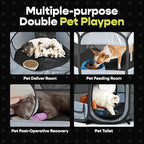 2-in-1 XLarge Pop Up Dog Playpen, 90"x 46" x28"H Portable Cat Condo Foldable Puppy Pet Playpen Indoors Outdoor Cats Enclosed Tent Crate Cage Kennel, Playpen for Kitten, Small Animals Play Pen(L)