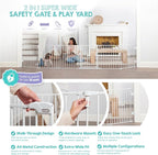 Regalo Safety 51.5"-144" Metal 2-in-1 Super Wide Baby Gate & Play Yard | Adjustable Playpen, For Doorways & Open Spaces, For Babies, Toddlers & Pets, White, Tested & Trusted for 30 Years