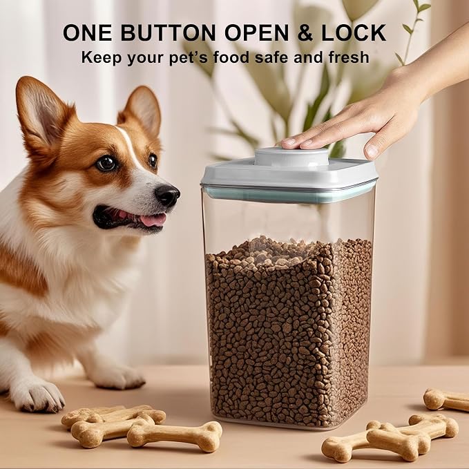 Dog Cat Pop Food Storage Container Airtight Pet Treat Container 2.8qt*2 | Stackable Pet Storage Bin Pop Lid Plastic Container for Kibble & Treats BPA-Free One-Touch Opening for Kitchen Organizer