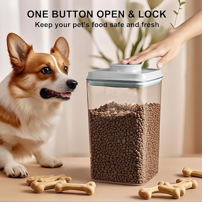 Dog Cat Pop Food Storage Container Airtight Pet Treat Container 2.8qt *1 | Airtight Dog Food Container for Kibble & Treats, BPA-Free Stackable Pop Up Lid Plastic Container One-Touch Opening