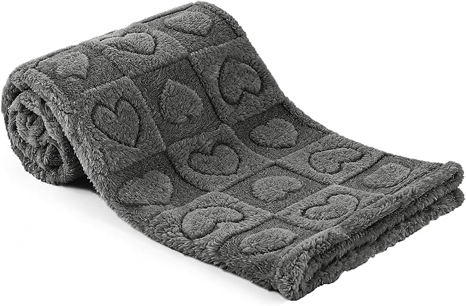 gogobunny Pet Blanket for Dogs Cats, 300GSM Ultra Soft Coral Fleece Blanket, Washable Small Dog Cat Blanket, Calming Crate Mat, Furniture Protector for Couch Bed Car Seat, Grey, 30x40IN