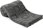 gogobunny Large Pet Blanket for Dogs Cats, Ultra Soft 300GSM Coral Fleece Washable Furniture Protector for Couch Bed Car Seat, Calming Crate Mat Blanket for Large Breeds, Grey, 60x80IN