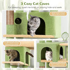 Globlazer F66 Cactus Corner Cat Tree, 66in Multi-Level Climbing Tower | Kitty Condos Cat Scratching Tower for Indoor Multiple Cats with Large Platform, 3 Cat Caves, Hanging Basket