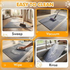 Extra Large Cat Litter Mat 47" x 35" Silicone Litter Trapping Mat for Scatter Control, Catcher for Kitty Litter, Non-Slip Waterproof Floor Protector, Easy to Clean, Gray
