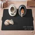 Cat Litter Mat, Upgrade Super Waterproof Back Layer Litter Box Mat, Non Slip, Durable, Soft on Paws Kitty Trapping Matt (46"x35", Black)