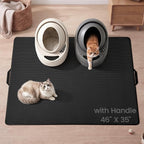 Cat Litter Mat, Upgrade Super Waterproof Back Layer Litter Box Mat, Non Slip, Durable, Soft on Paws Kitty Trapping Matt (46"x35", Black)