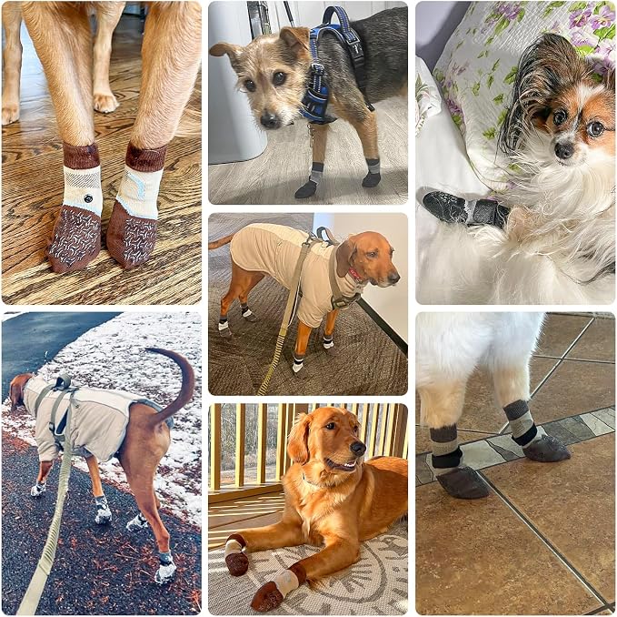 BEAUTYZOO Dog Socks to Prevent Licking Paws for Hardwood Floors Anti Slip, Dog Shoes Booties for Hot/Cold Pavement,Grippy Boots & Paw Protectors Traction Control for Small Medium Large Senior Dogs