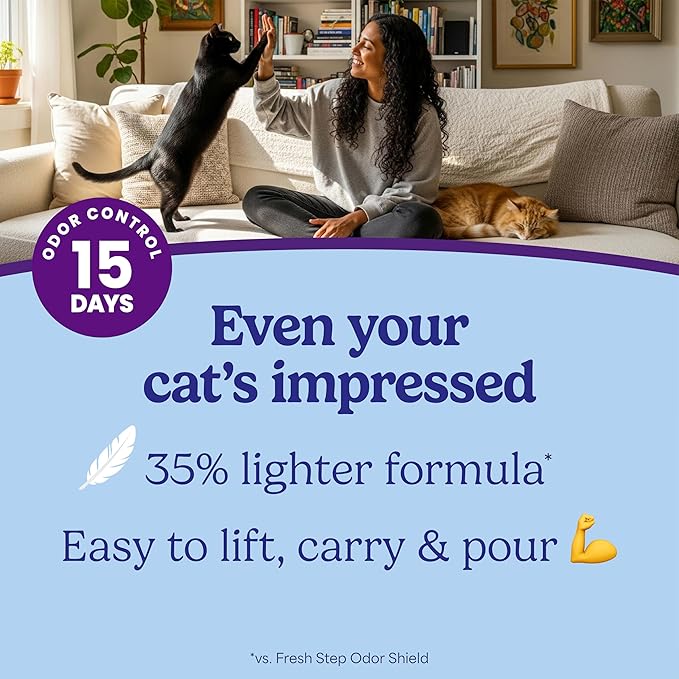 Fresh Step Advanced Odor Shield Light Weight Multi Cat Clumping Litter with Febreze Freshness, Ammonia Block Technology, 11.5 lb. Jug, Pack of 2 | Lightweight Clay Cat Litter, Jug, Easy to Lift and Pour, Scented with Febreze Freshness, Carbon for Stron...