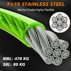 XiaZ Dog Tie Out Cable, Heavy Duty Dog Chains for Outside with Lockable Hook, Pet Runner Cable Leads for Yard, Dogs Line Tether for Small Medium Dogs Up to 250 LBS (50FT, Green)