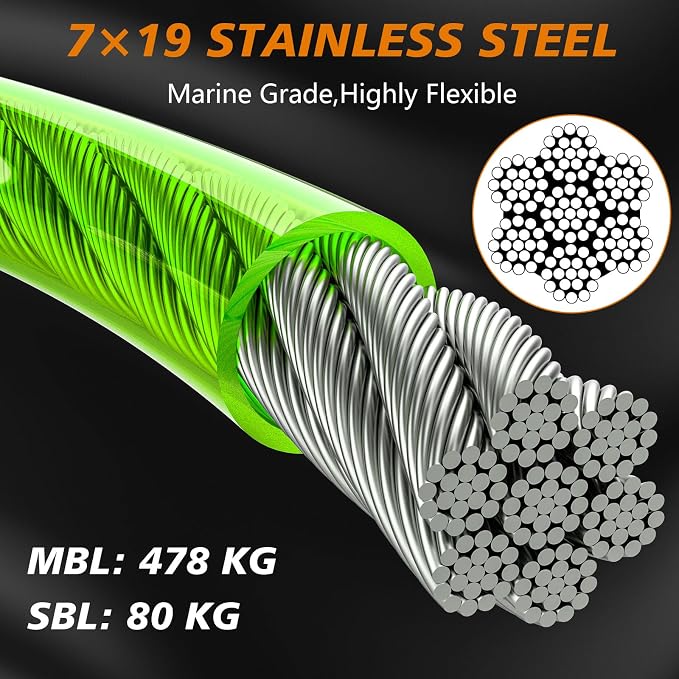 XiaZ Dog Tie Out Cable, Heavy Duty Dog Chains for Outside with Lockable Hook, Pet Runner Cable Leads for Yard, Dogs Line Tether for Small Medium Dogs Up to 250 LBS (50FT, Green)