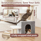 Heybly Cat Scratching Post, Pet Steps for Indoor Cats and Dogs, HSP002SWWH | Small Cat Tree with Cat Condo, Pet Stairs with Full Wrapped Sisal Posts & Soft Plush Fabric, Light Gray & White